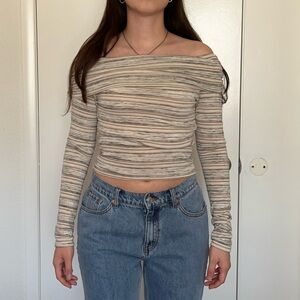 Forever 21 Beige and Brown Striped Top